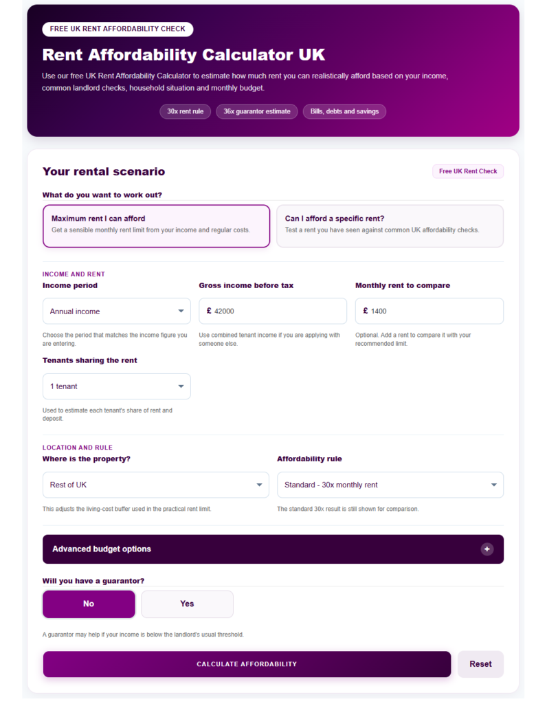Income Required to Rent Calculator UK