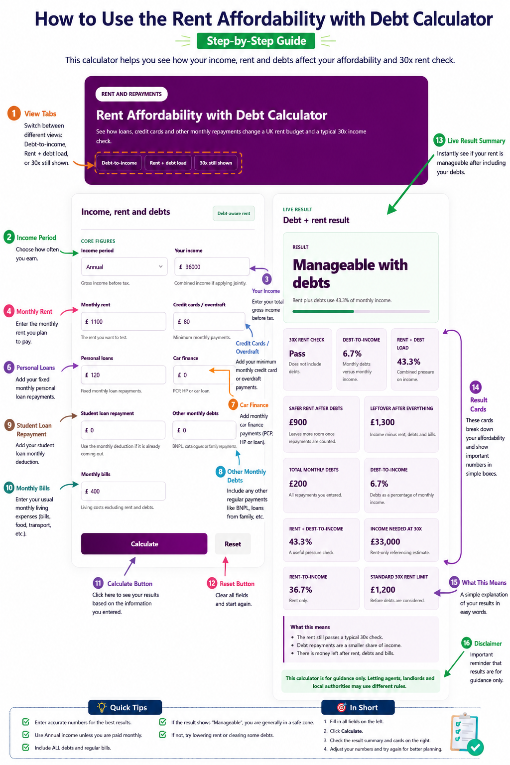 Rent Affordability with Debt Calculator
